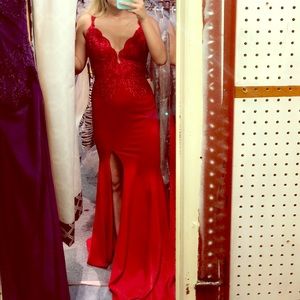 Red Formal Fitted Dress